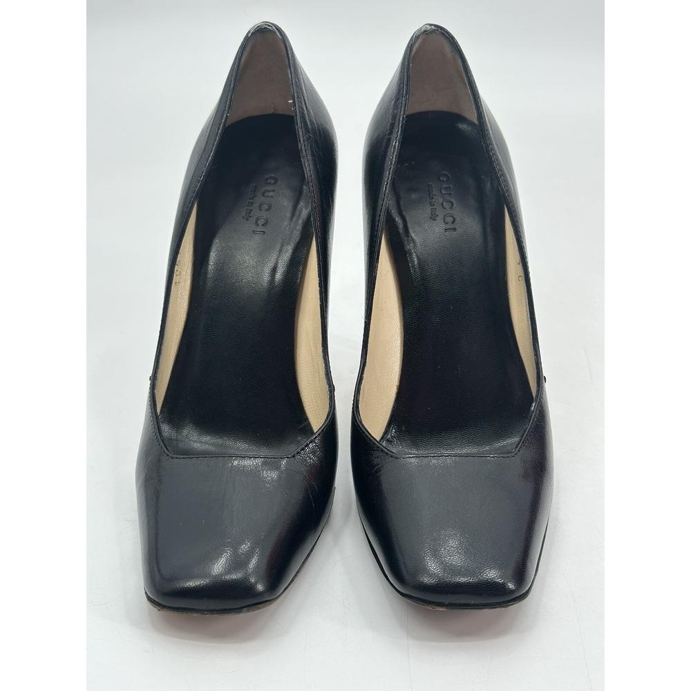 Gucci Italy Black Leather Pumps Heels Work Business SZ 7.5 C 37.5 105771‎ - Picture 3 of 15